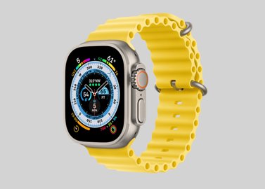 خرید آنلاین اپل واچ اولترا (Apple Watch Ultra) تیتانیومی با بند اوشن زرد