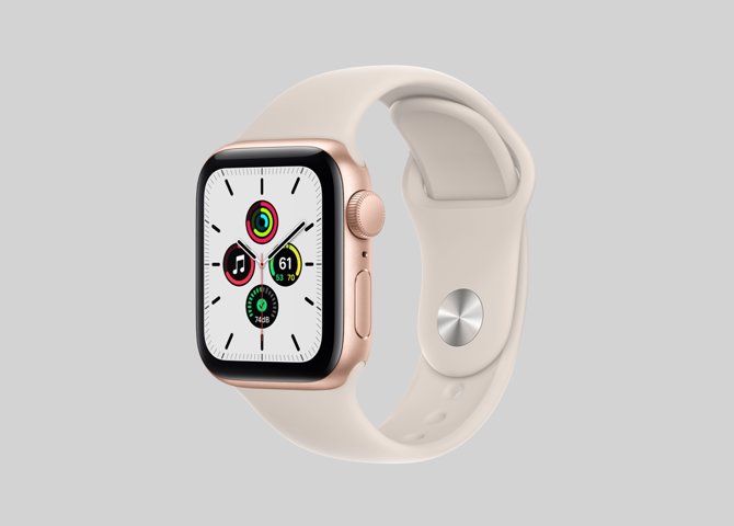 خرید اینترنتی Apple Watch SE (آلومینیوم طلایی با بند اسپرت سیلیکون استارلایت 40)