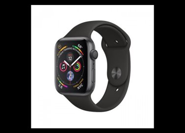 خرید اینترنتی ساعت هوشمند اپل مدل (Apple Watch S4) رنگ خاکستری بند اسپورت رنگ مشکی 44mm