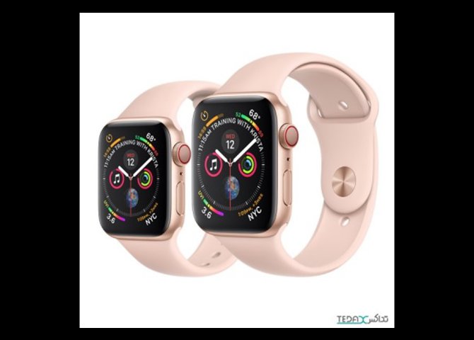 خرید اینترنتی ساعت هوشمند اپل مدل (Apple Watch S5) رنگ طلایی بند اسپورت رنگ صورتی 44mm