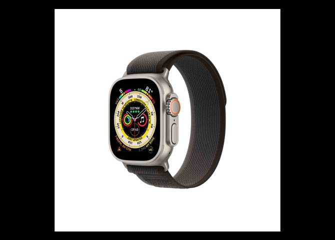 خرید اینترنتی ساعت هوشمند اپل مدل (Apple watch Ultra) بدنه تیتانیومی با بند ترایل مشکی سایز 49 میلی متر